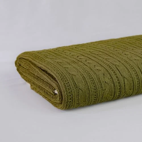 Malha Tricô Trabalhada (0,50 x 1,50) - Verde Oliva